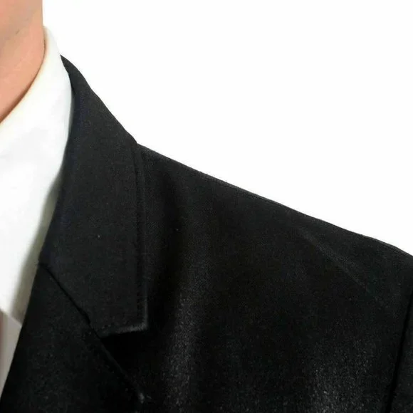 Just Cavalli Men's Wool Shiny Black Two Button Blazer US 38 IT 48
